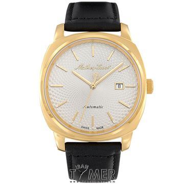 ساعت مچی مردانه کلاسیک بند چرم طبیعی، نمایش تاریخ، اتوماتیک، سنگگ قیمتی داخل موتور، رنگ PVD