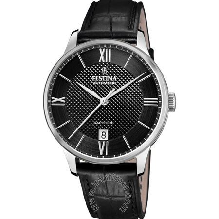 ساعت مچی مردانه کلاسیک بند چرمی، نمایش تاریخ، اتوماتیک، سنگ قیمتی داخل موتور