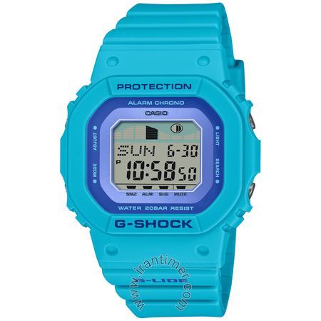 ساعت مچی زنانه اسپرت تمام پلاستیک، نمایش نمودار جزر و مد، نمایش تاریخ کامل تا سال 2099، دارای 3 زنگ هشدار