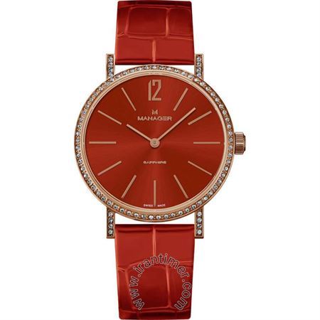 ساعت مچی زنانه فشن بند چرم طبیعی، نگین سواروسکی