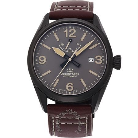 ساعت مچی مردانه کلاسیک بند چرم طبیعی، نمایش تاریخ، شاخص ذخیره انرژی، اتوماتیک، سنگ قیمتی داخل موتور