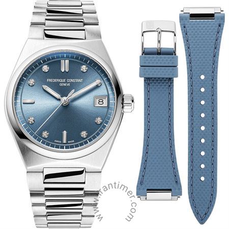 ساعت مچی زنانه کلاسیک تمام استیل، همراه با بند پلاستیکی، دارای 5 عدد سنگ قیمتی داخل موتور، دارای 8 عدد الماس 0.04 قیراطی داخل صفحه، موتور Ronda 705