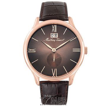 ساعت مچی مردانه کلاسیک بند چرم طبیعی، نمایش تاریخ بزرگ، موتور سوئیس RONDA 505 h6، رنگ PVD