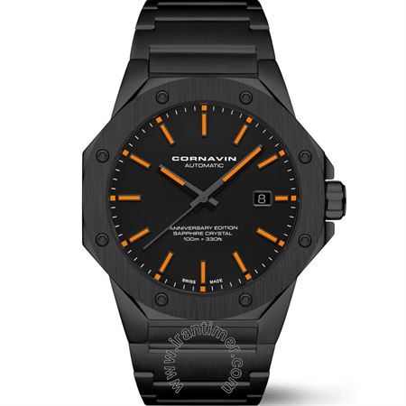 ساعت مچی مردانه کلاسیک تمام استیل، نمایش تاریخ، تولید محدود، همراه با بند چرم طبیعی و کلاه و جا کارتی ست، اتوماتیک، 26 عدد سنگ قیمتی داخل موتور، موتور Sellita SW200-1