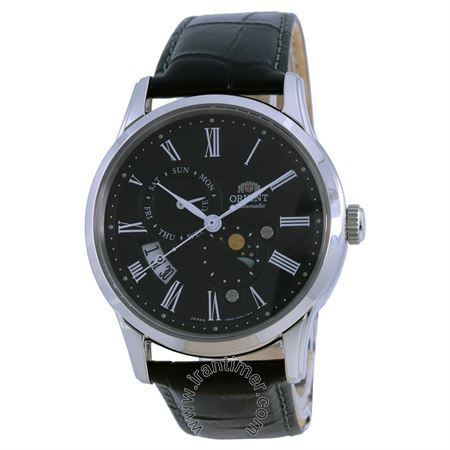 ساعت مچی مردانه کلاسیک بند چرم طبیعی، نمایش تاریخ و روز، نمایش حالت ماه و خورشید