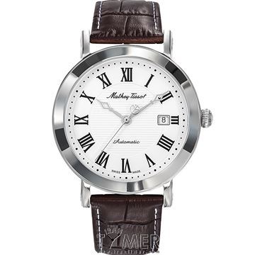 ساعت مچی مردانه کلاسیک بند چرم طبیعی، نمایش تاریخ، اتوماتیک، سنگ قیمتی داخل موتور