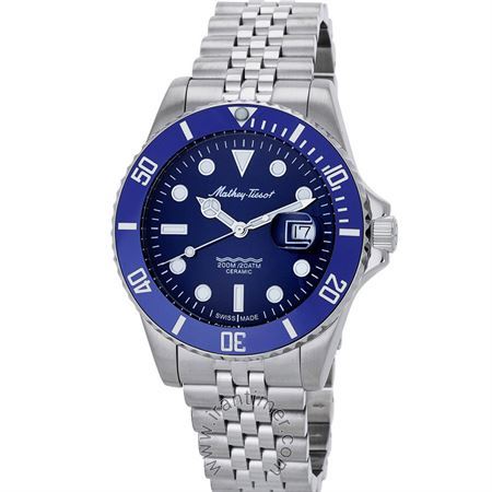 ساعت مچی مردانه کلاسیک بند استیل، نمایش تاریخ، زه قاب چرخشی یک طرفه