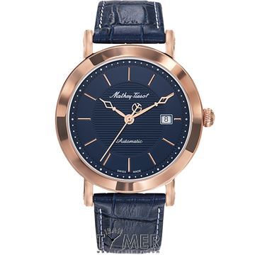 ساعت مچی مردانه کلاسیک بند چرم طبیعی، نمایش تاریخ، اتوماتیک، 28 عدد سنگ قیمتی داخل موتور، رنگ PVD