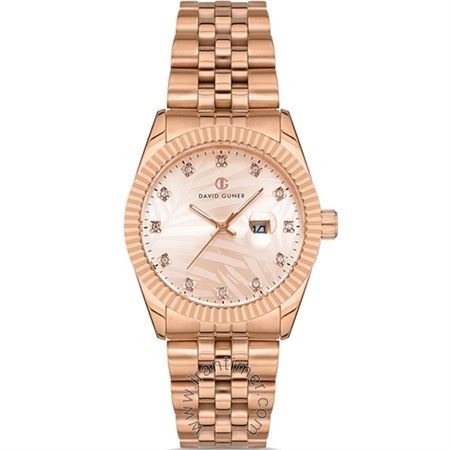 ساعت مچی زنانه فشن بند استیل، نمایش تاریخ، نگین دار