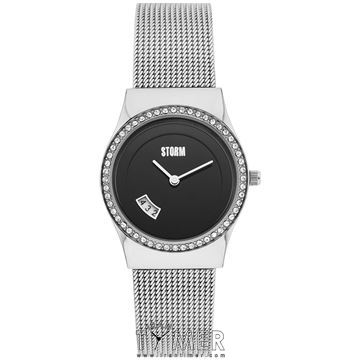 ساعت مچی زنانه کلاسیک تمام استیل، نمایش تاریخ، نگین دار