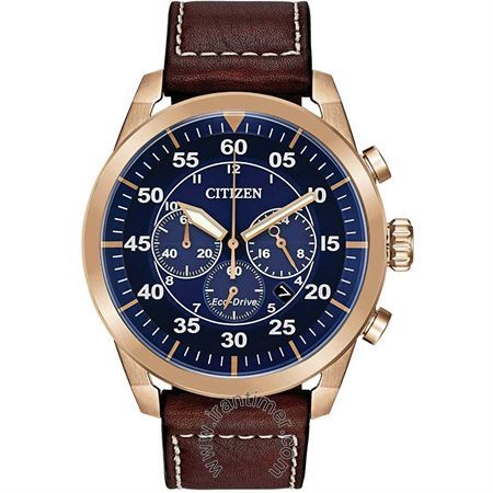 ساعت مچی مردانه کلاسیک بند چرم طبیعی، کرونوگراف، نمایش تاریخ، نمایش 24 ساعت شبانه روز، اکو درایو