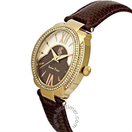 قیمت و خرید ساعت مچی زنانه سوئیس تایم(SWISS TIME) مدل ST 401-GPBrn/Wh.Br فشن | اورجینال و اصلی