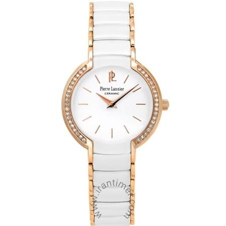 ساعت مچی زنانه کلاسیک بند استیل و سرامیک، نگین دار