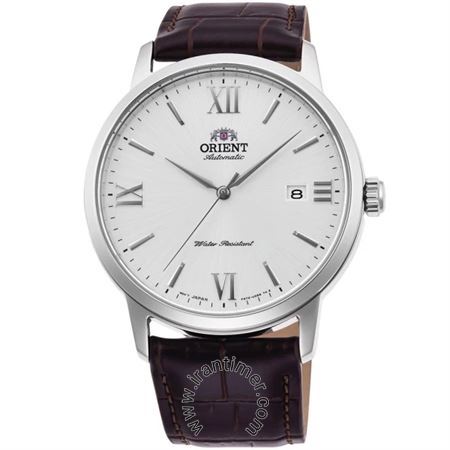 ساعت مچی مردانه کلاسیک بند چرم طبیعی، نمایش تاریخ، اتوماتیک، سنگ قیمتی داخل موتور