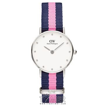 ساعت مچی زنانه کلاسیک بند پارچه ای، نگین دار  (WINCHESTER)