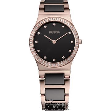 ساعت مچی زنانه کلاسیک فشن بند استیل و سرامیک، نگین دار