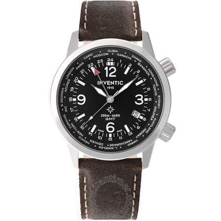 همه محصولات مردانه کلاسیک بند چرم طبیعی، نمایش تاریخ، دو زمانه، موتور Ronda 515-24H GMT