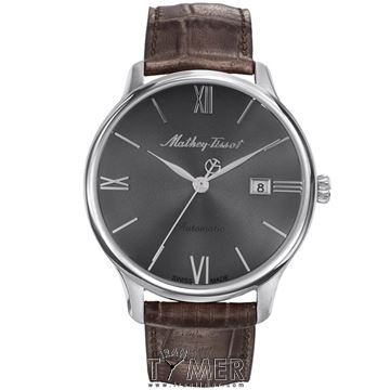 ساعت مچی مردانه کلاسیک بند چرم طبیعی، اتوماتیک، سنگ قیمتی داخل موتور، نمایش تاریخ