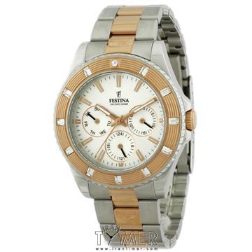 ساعت مچی زنانه کلاسیک تمام استیل ، نمایش تاریخ کامل ، نگین دار