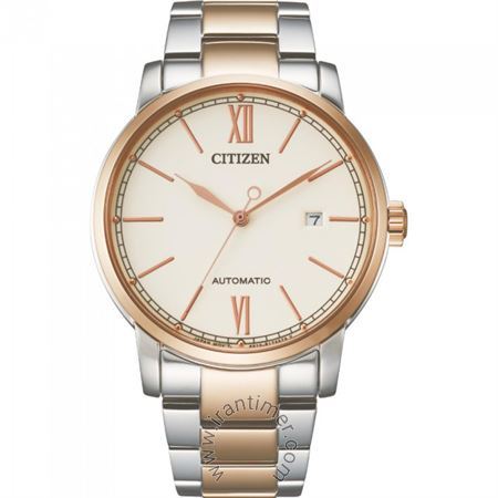 ساعت مچی مردانه کلاسیک تمام استیل، نمایش تاریخ، اتوماتیک، سنگ قیمتی داخل موتور