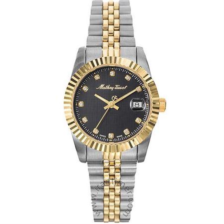 ساعت مچی زنانه کلاسیک تمام استیل، نمایش تاریخ، نگین دار، رنگ PVD