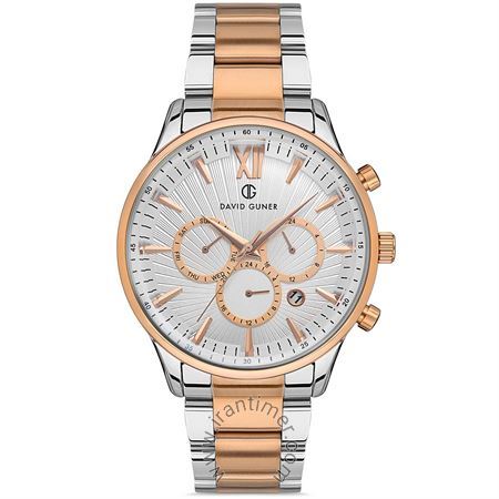 ساعت مچی مردانه کلاسیک بند استیل، نمایش تاریخ کامل، دو زمانه