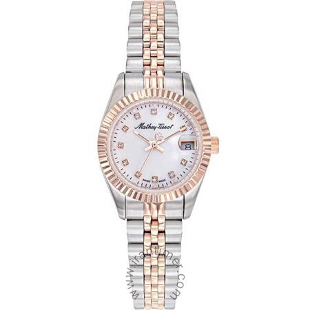 ساعت مچی زنانه فشن تمام استیل، نمایش تاریخ، نگین دار، رنگ PVD