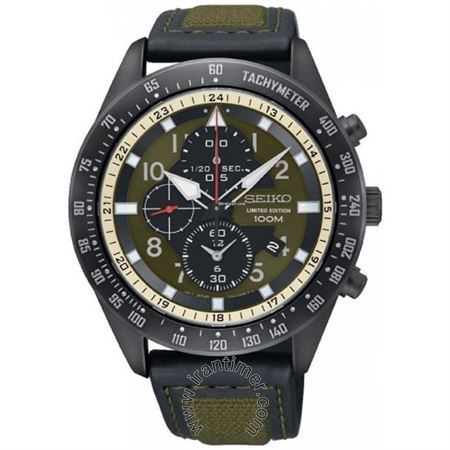 ساعت مچی مردانه اسپرت بند چرم طبیعی با روکش پارچه، تولید محدود، کرونوگراف، نمایش تاریخ، سرعت سنج