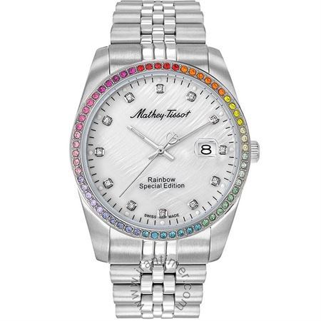 ساعت مچی مردانه فشن تمام استیل، تولید خاص، نمایش تاریخ، سنگ زیرکونیا، موتور RONDA 515 H3