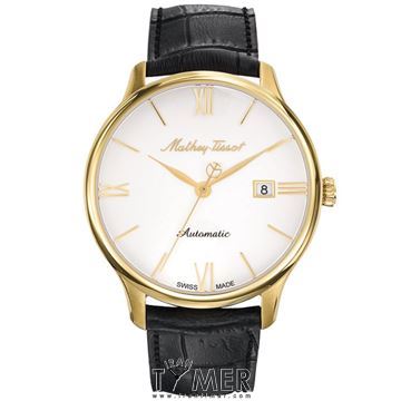 ساعت مچی مردانه کلاسیک بند چرم طبیعی، اتوماتیک، سنگ قیمتی داخل موتور، نمایش تاریخ، رنگ PVD