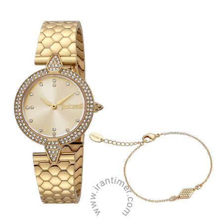 ساعت مچی زنانه کلاسیک فشن تمام استیل، نگین دار، همراه با دستبند ست، رنگ PVD