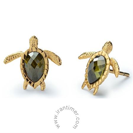 ساعت مچی گوشواره زنانه فشن تمام استیل، سنگ زیرکونیا، رنگ PVD