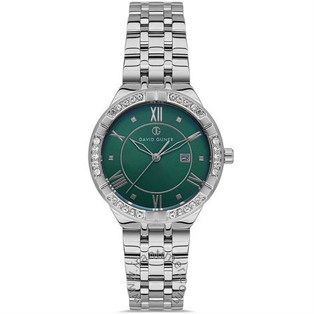 ساعت مچی زنانه فشن بند استیل، نمایش تاریخ، نگین دار