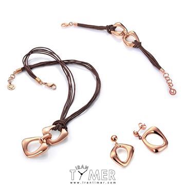 زیور آلات و جواهر گردنبند دستبند گوشواره زنانه کلاسیک پارچه ای و استیل-ست