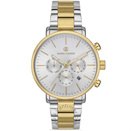 ساعت مچی مردانه کلاسیک بند استیل، نمایش تاریخ کامل، دو زمانه