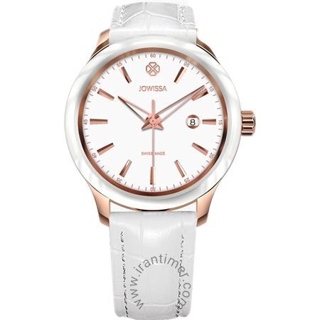 ساعت مچی زنانه کلاسیک بند چرم طبیعی، رنگ PVD، نمایش تاریخ