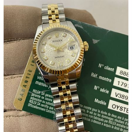 همه محصولات زنانه فشن استیل و طلا زرد 18 عیار Datejust، همراه با کارت مدل 2008، عدد برلیان، 31 عدد سنگ قیمتی داخل موتور