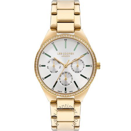 ساعت مچی زنانه فشن بند استیل، نمایش تاریخ کامل، نگین دار