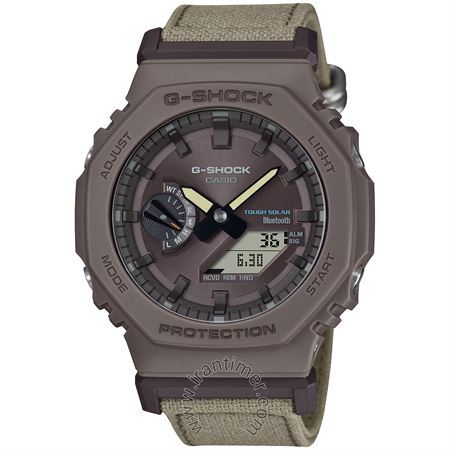 ساعت مچی مردانه اسپرت بند پارچه ای، هوشمند، اتصال به موبایل از طریق بلوتوث و برنامه CASIO WATCHES، دارای 5 زنگ هشدار، دارای دو نور پس زمینه