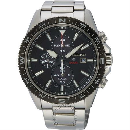 ساعت مچی مردانه کلاسیک تمام استیل، کرونوگراف، نمایش تاریخ، قطب نما، خود شارژ