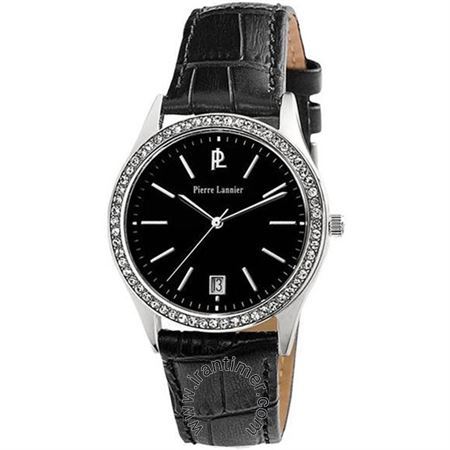 ساعت مچی زنانه کلاسیک بند چرم طبیعی، نمایش تاریخ، نگین دار